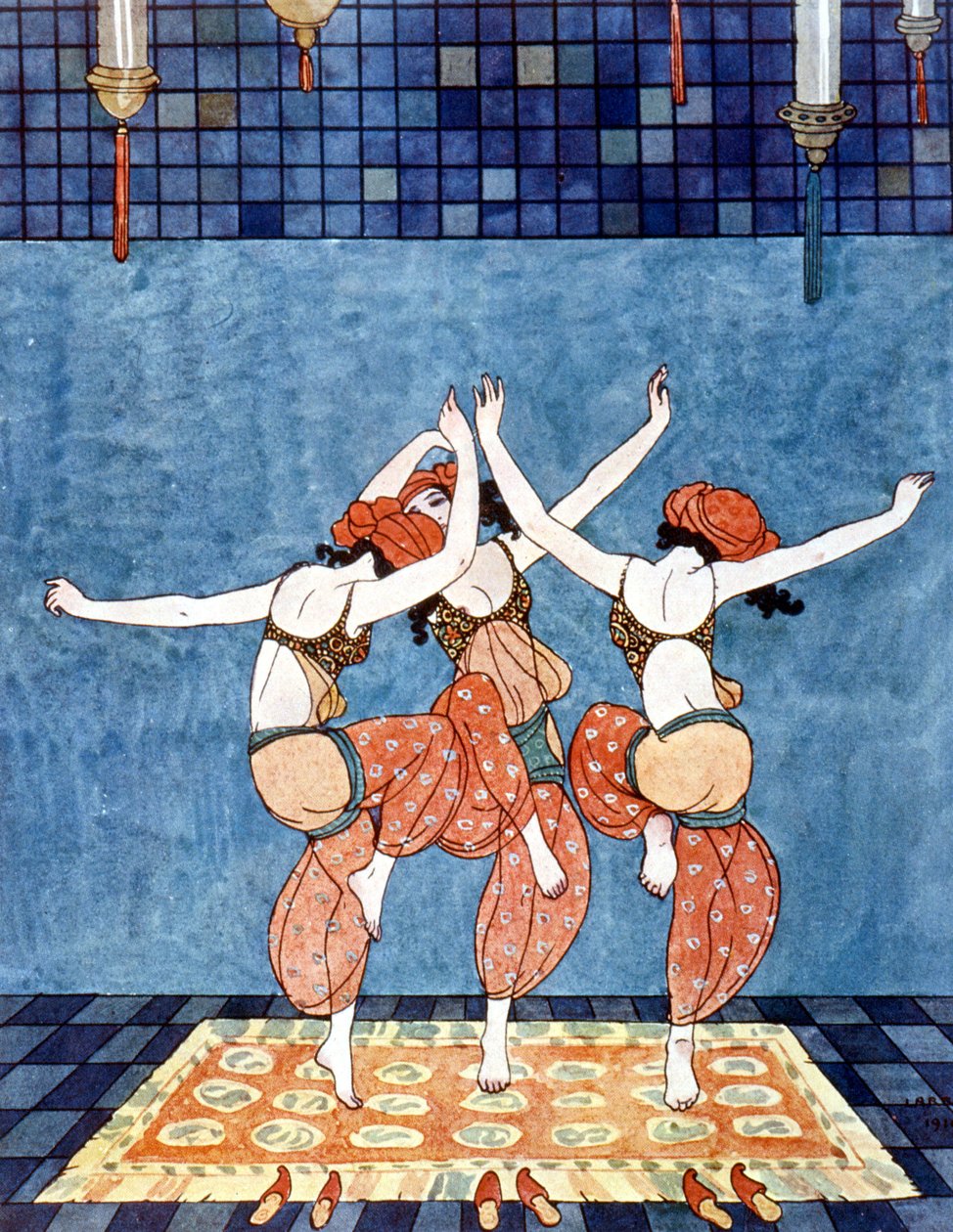 Prinsesse Scheherazade (Sheherazade) (fortællinger om de tusinde og en nat). Illustration af George Barbier (1882-1932). omkring 1910. af Georges Barbier