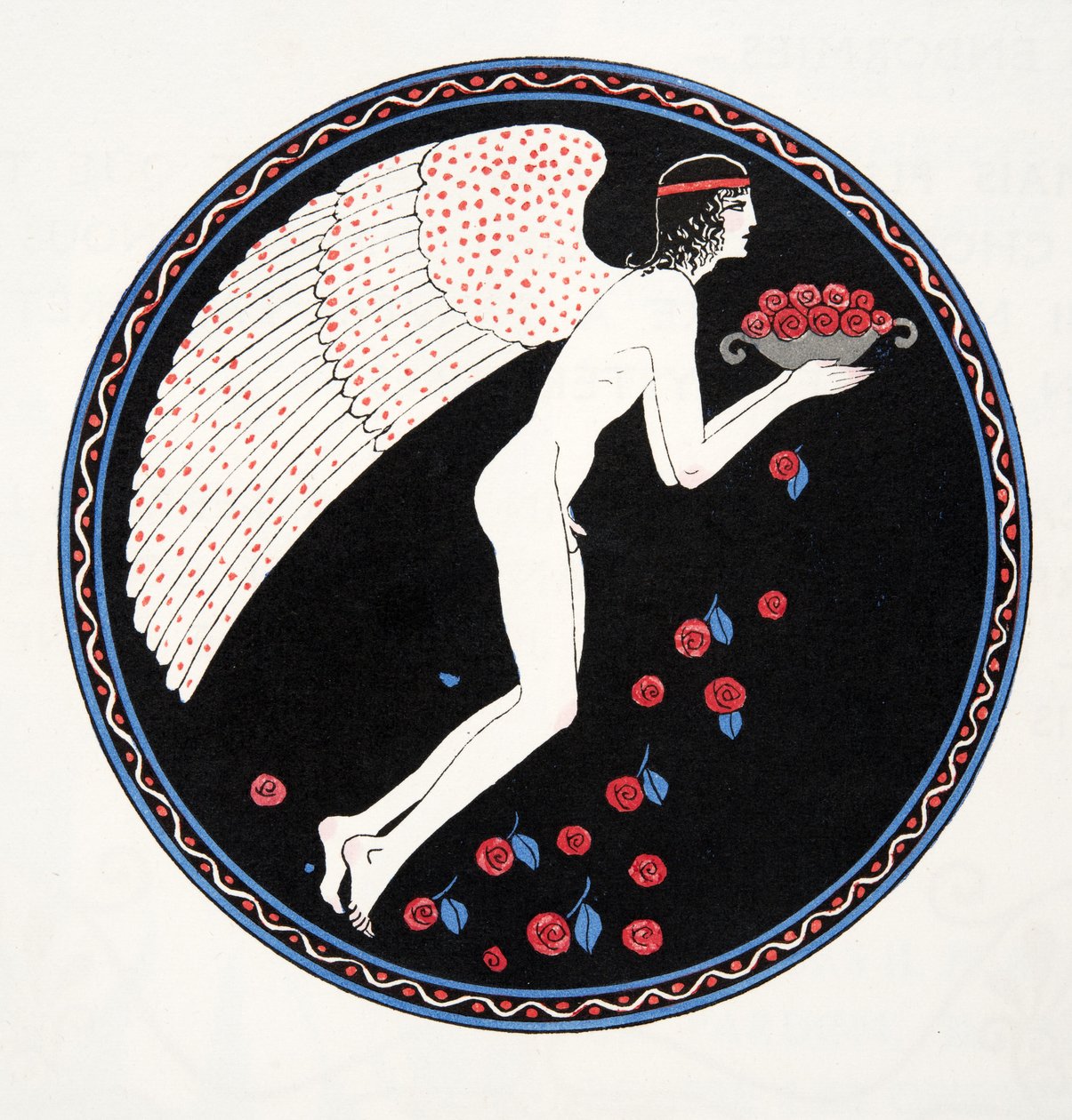 Roses in the Night, illustration fra Les Chansons de Bilitis, af Pierre Louys, pub. 1922 (stenciltryk) af Georges Barbier