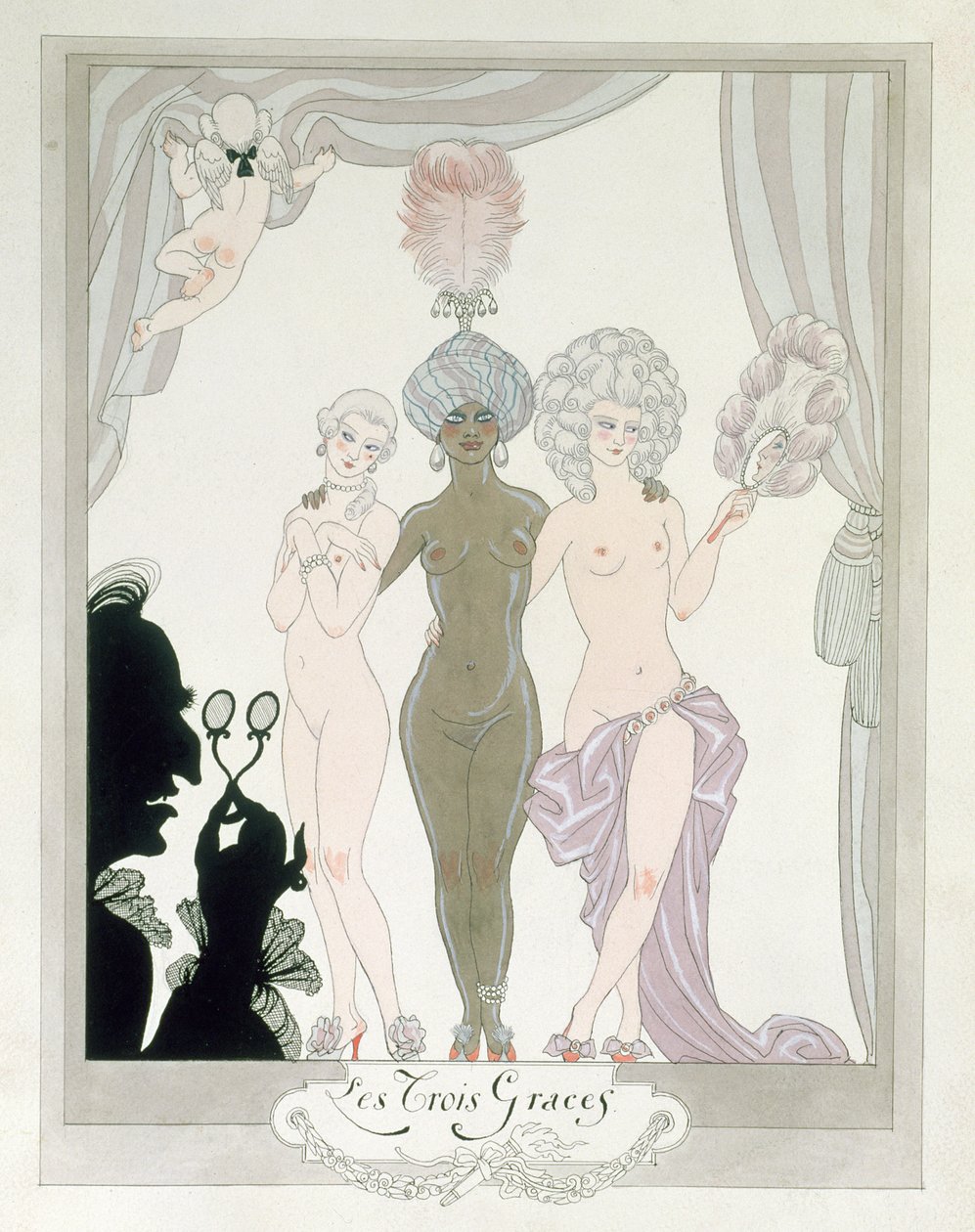 De tre nåder (pen, blæk og akvarel på papir) af Georges Barbier