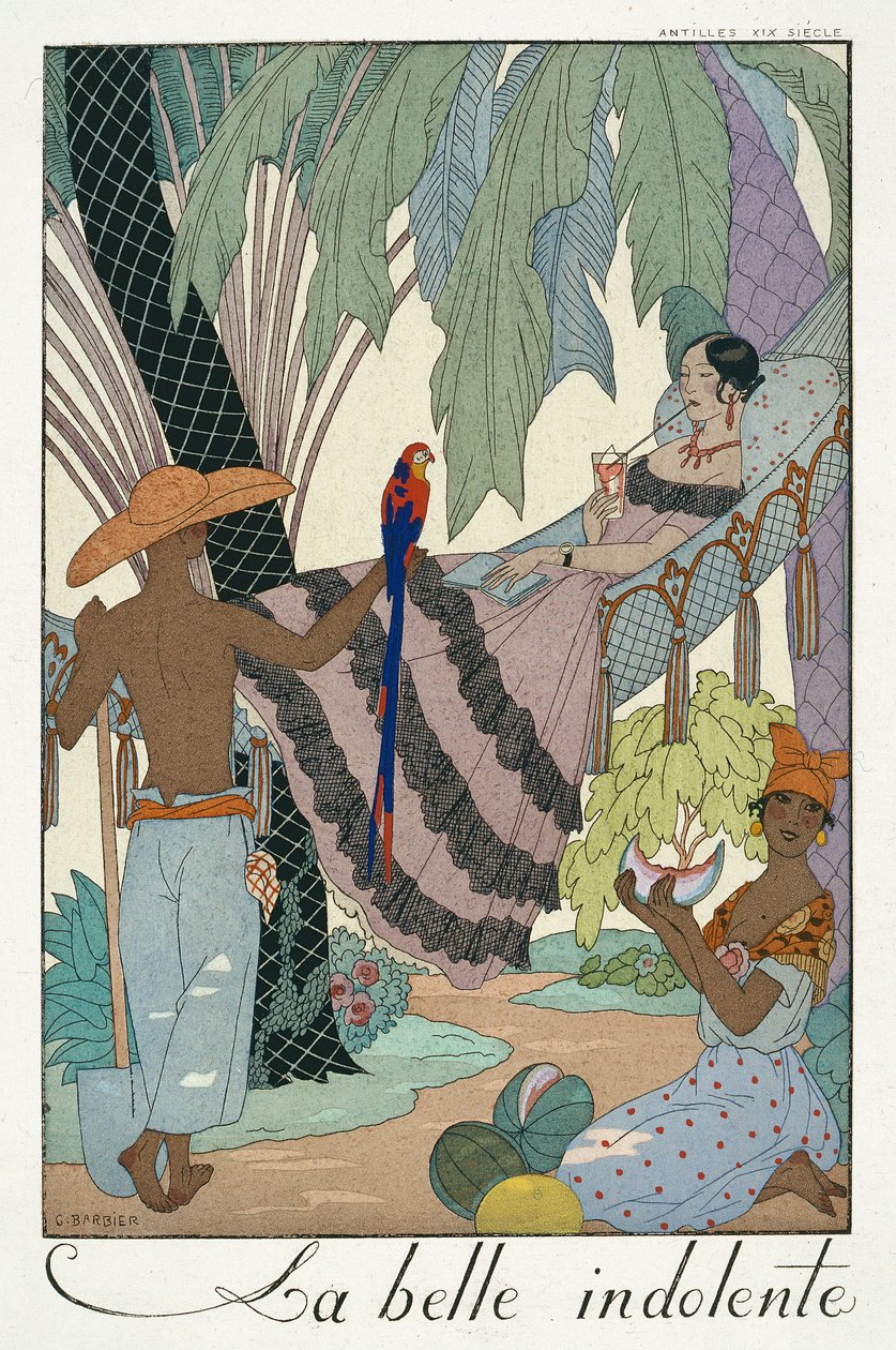 Den ledige skønhed (pochoir print) af Georges Barbier