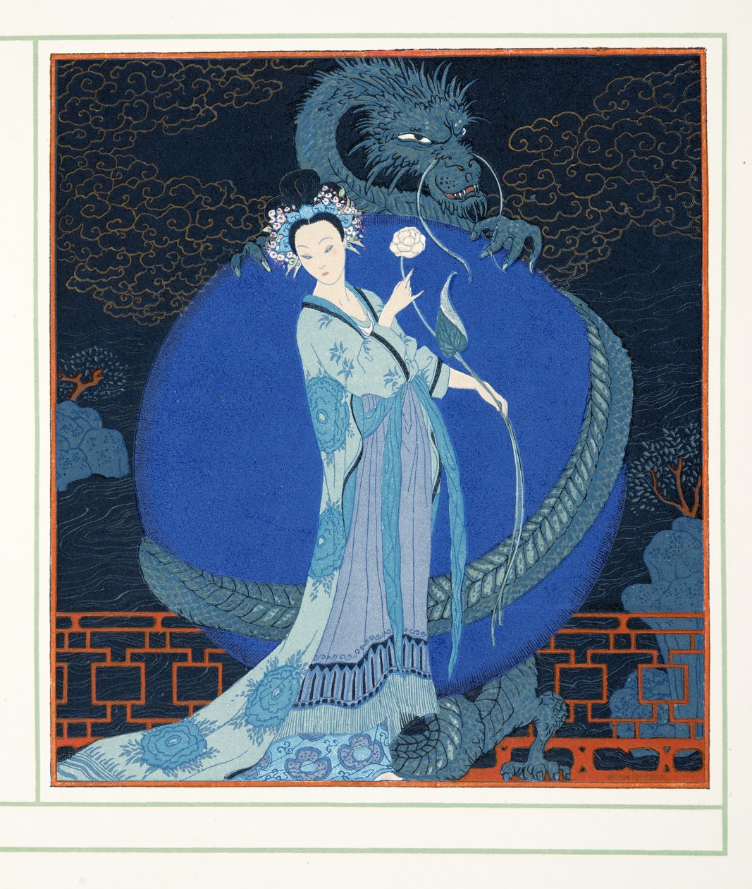 Turandot Princess of China, fra Personages de Comedie, pub. 1922 (stenciltryk) af Georges Barbier