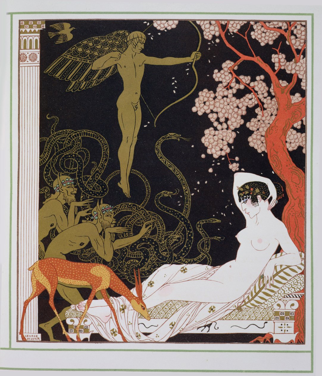 Venus eller La belle Hélène (farve litho) af Georges Barbier