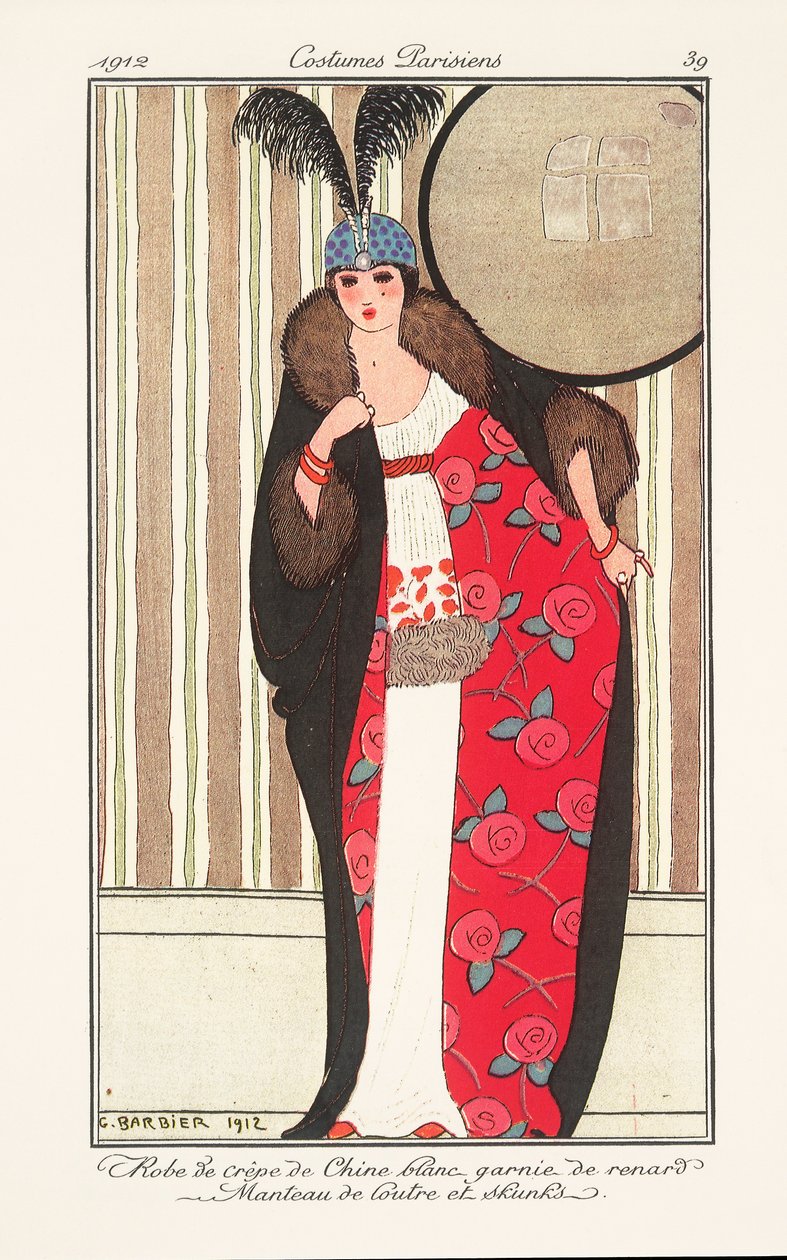Modetallerken til kvinder fra Journal des Dames et des Modes af Georges Barbier