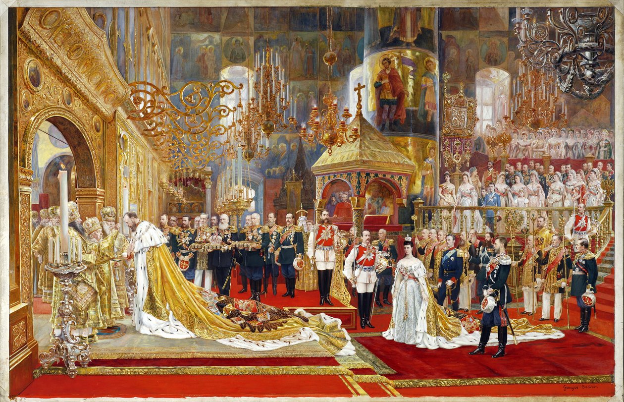 Kroning af kejser Alexander III og kejserinde Maria Feodorovna, 1883-1888 af Georges Becker