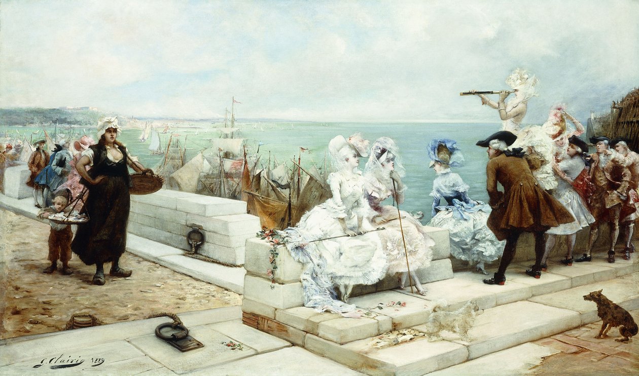 Elegante figurer, der ser regattaen, 1889 af Georges Clairin