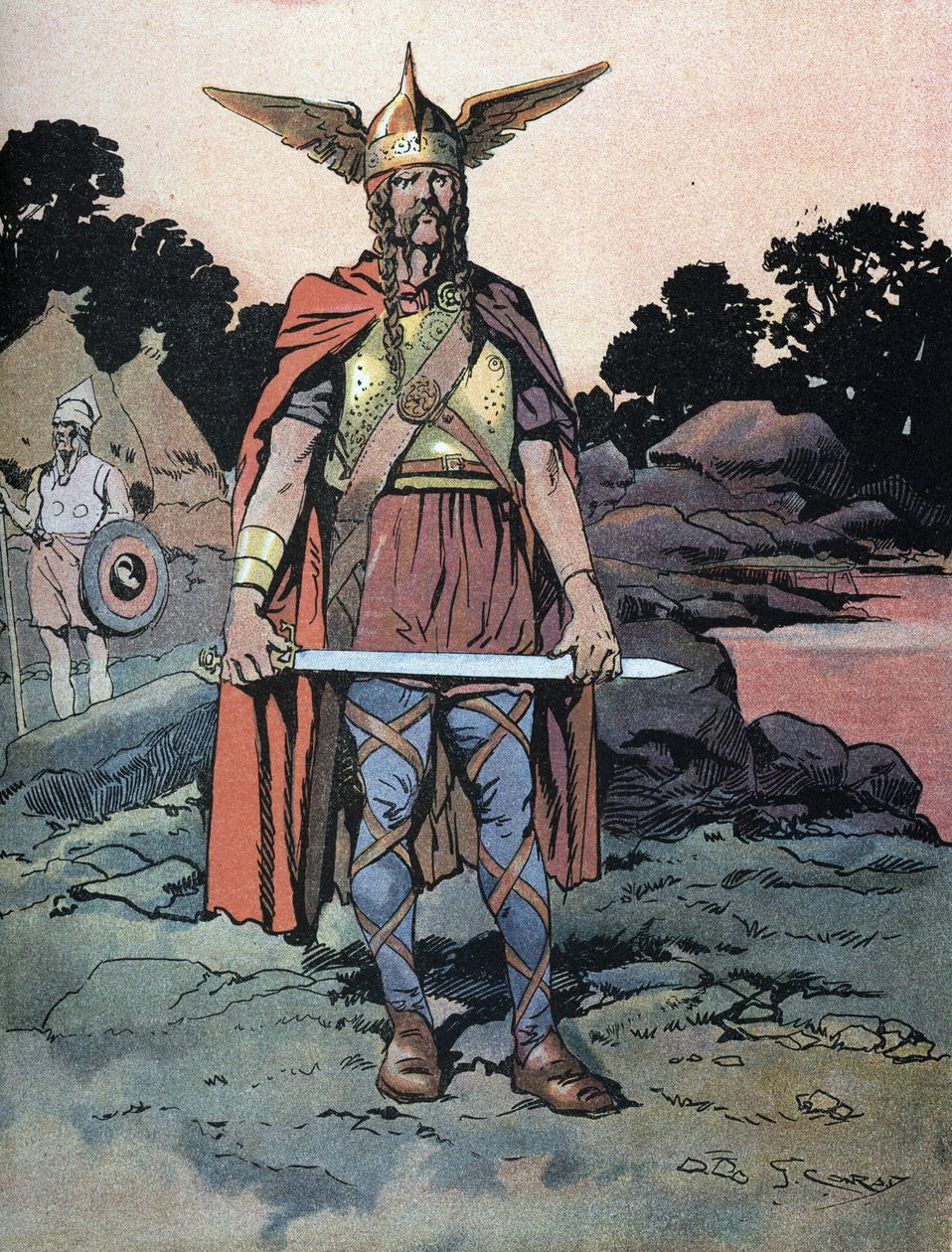 Portræt af Vercingetorix (ca. 80-omkring 46 f.Kr.) kriger og gallisk leder af Arvernes-stammen af Georges Conrad