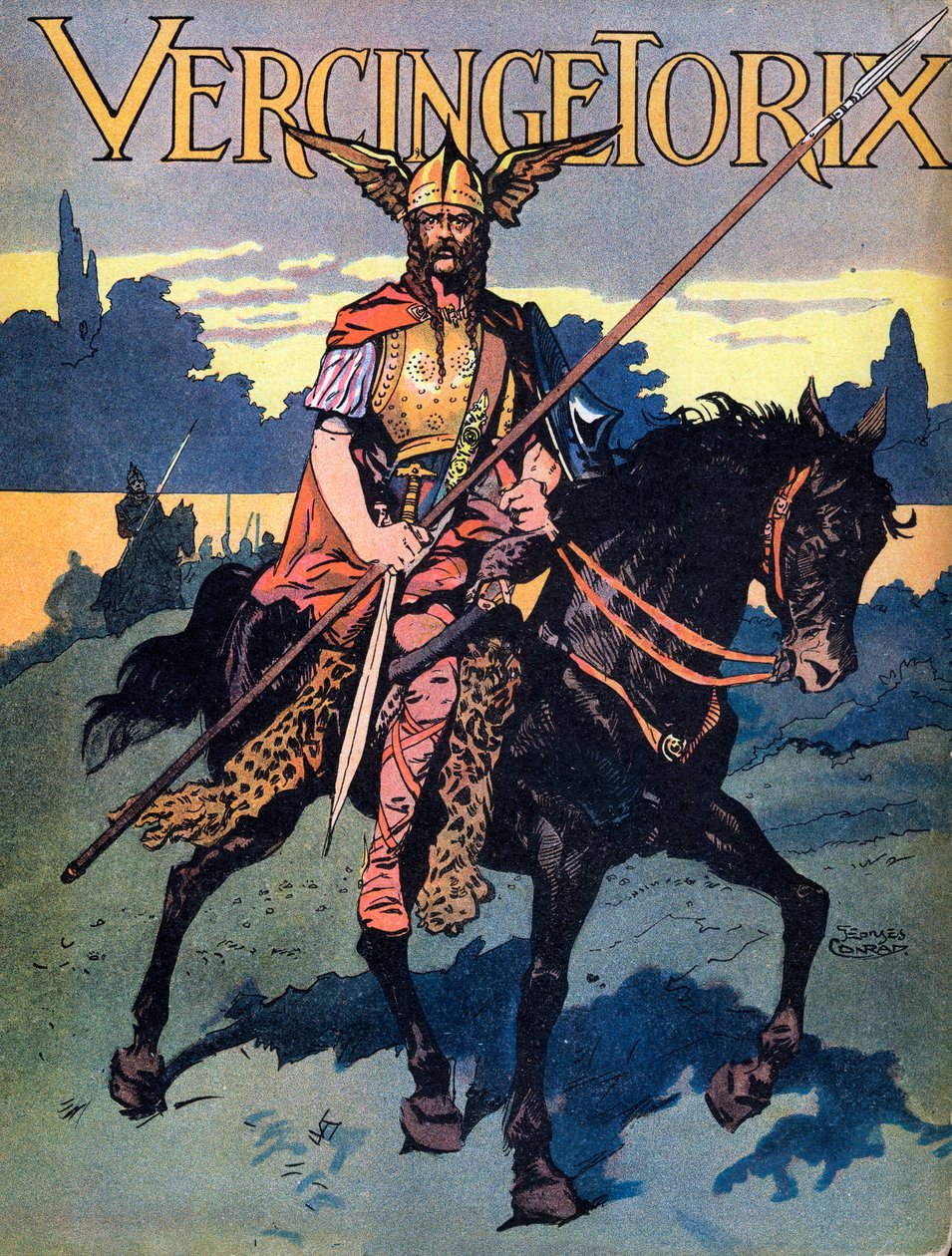 Portræt af Vercingetorix (ca. 80-c. 46 f.Kr.) kriger og gallisk leder af Arvernes-stammen” ”We-Gires-Nationals” ca. af Georges Conrad