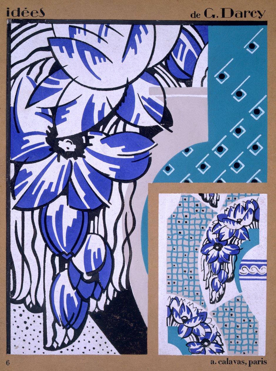 Tapetdesign, fra Idees, udgivet af A. Calavas, Paris, ca. 1925 af Georges Darcy