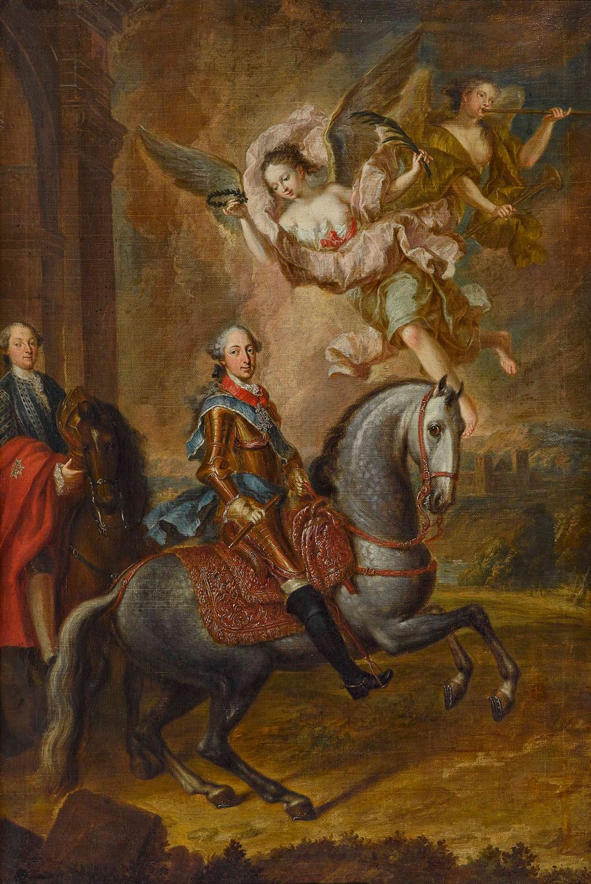 Maximilian III Joseph, kurfyrst af Bayern, til hest (olie på lærred) af Georges Desmarées