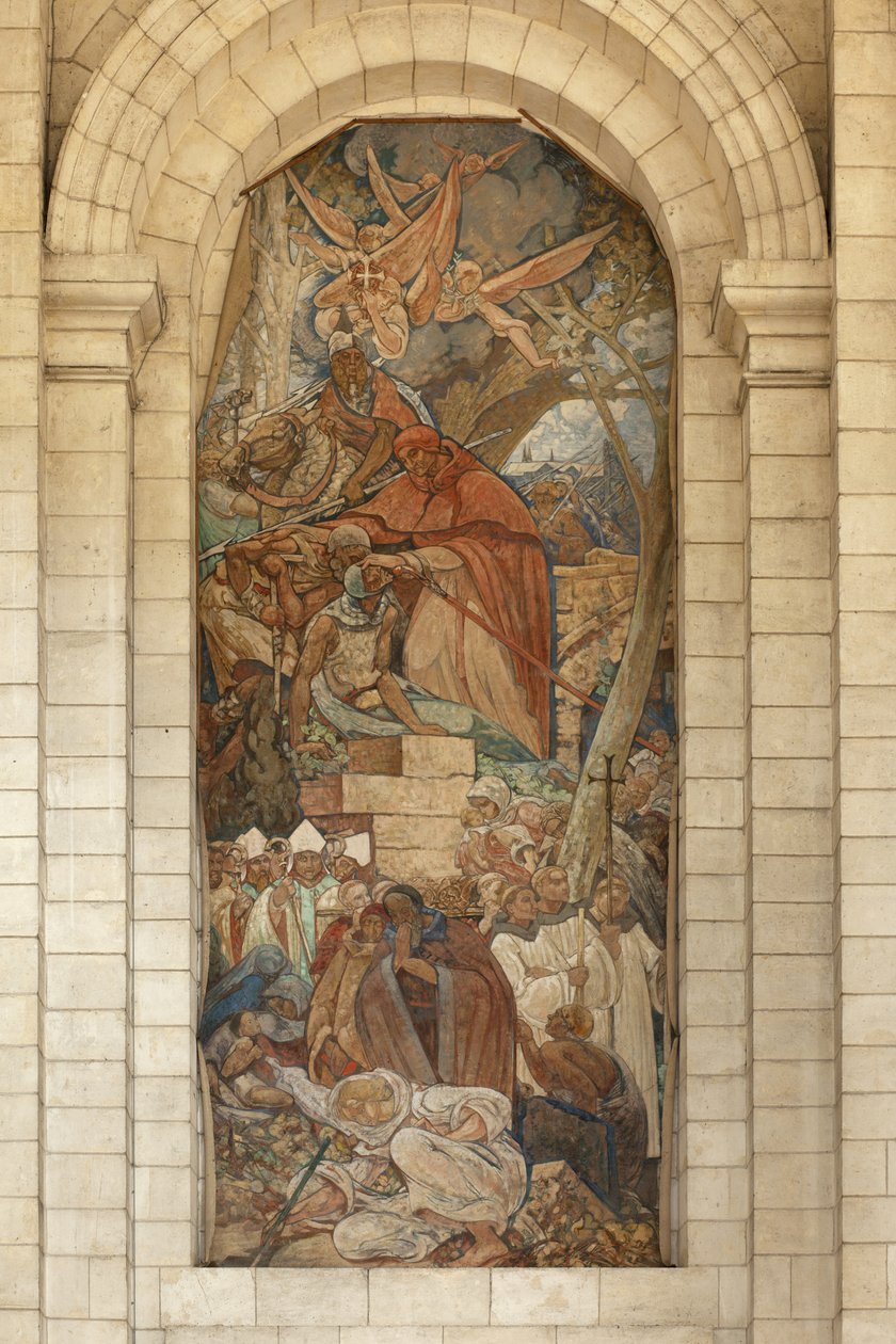 Katedral. Tidligere klosterkirke (Abbaye Saint-Vaast). Indre. Sydkorsarm. Vægmaling. af Georges Desvallieres