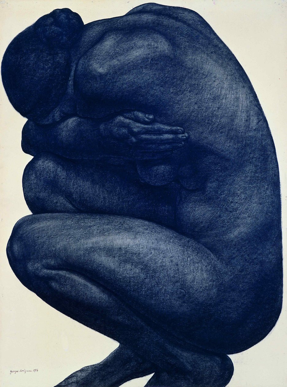 Squatting nøgen kvinde, 1916. af Georges Dorignac