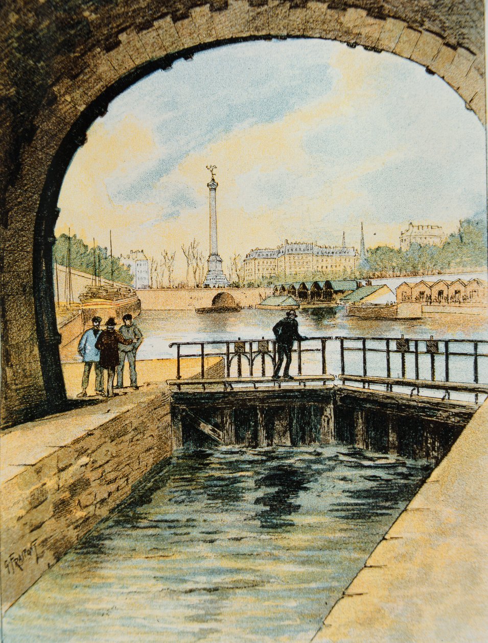 St. Martin-kanalen, Paris, 1890 af Georges Fraipont