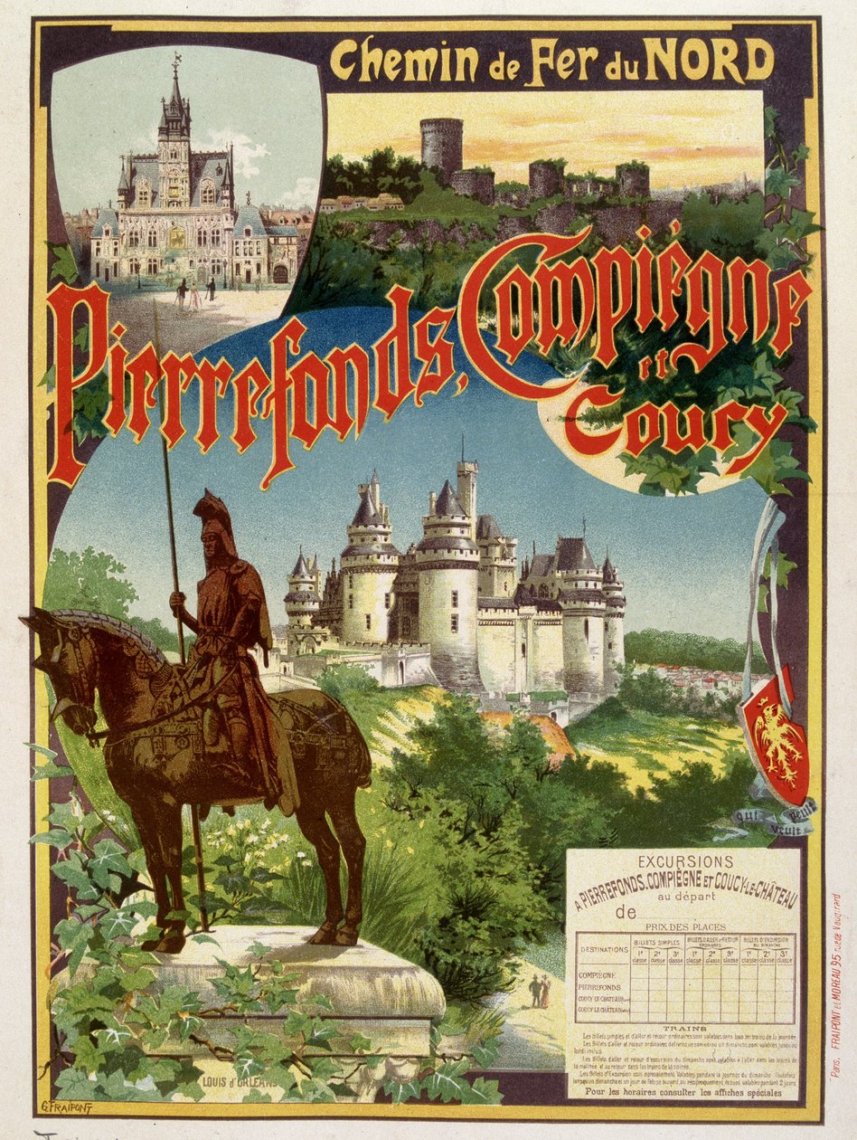 Pierrefonds, Compiègne og Coury - Reklameplakat for Railways du Nord, af G. Fraipont af Georges Fraipont