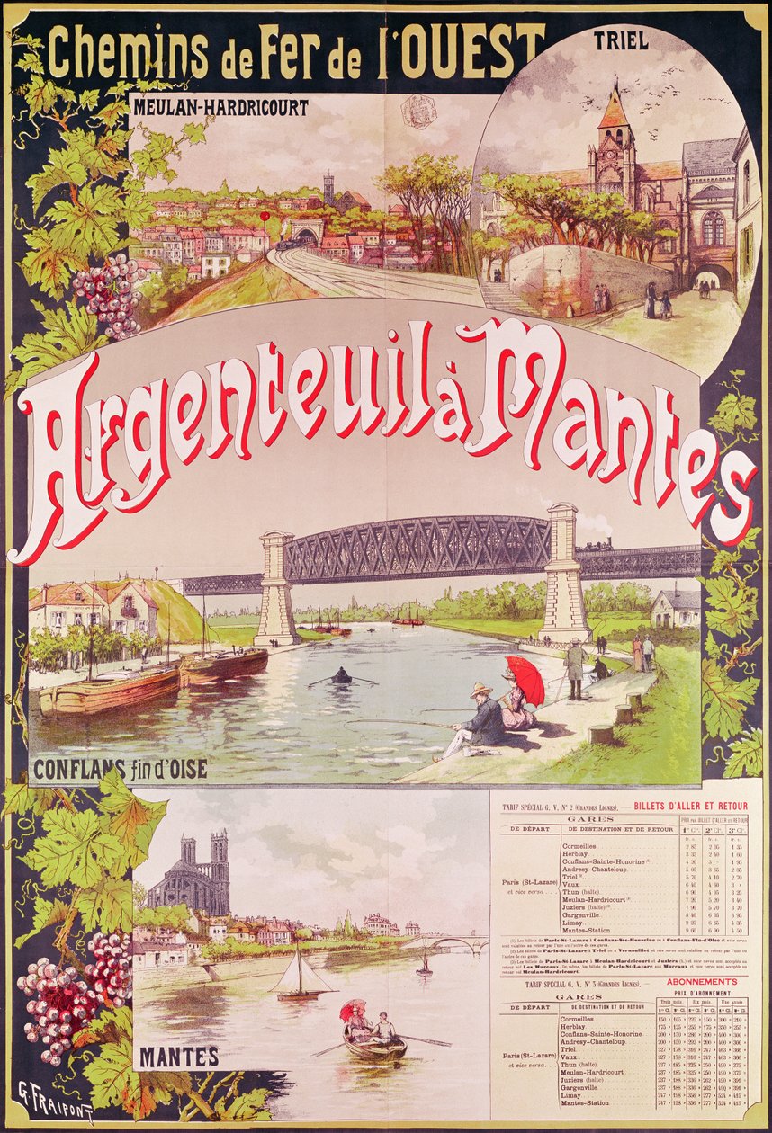 Plakat, der reklamerer for den vestlige jernbanelinje fra Argenteuil til Mantes af Georges Fraipont