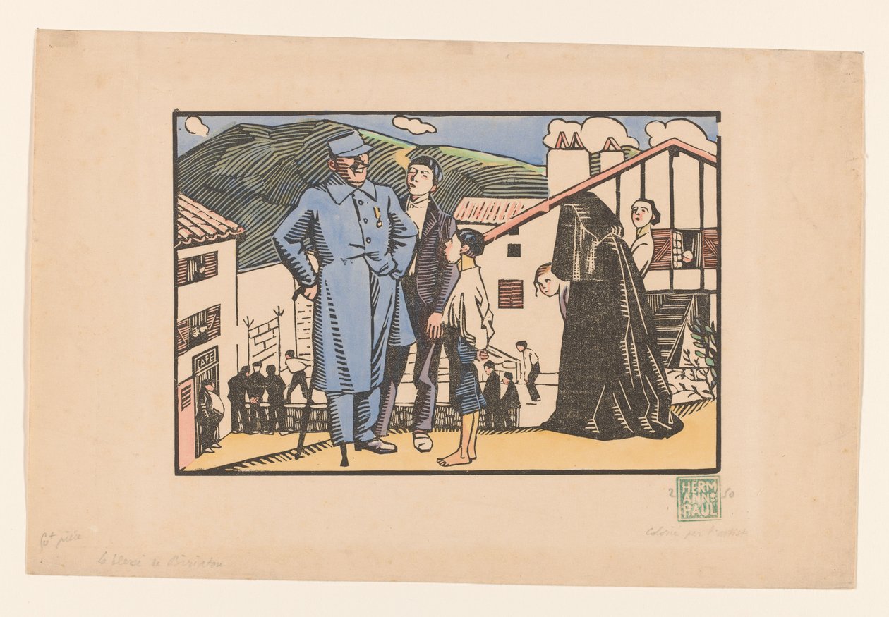 De sårede af Biriatou (original titel på objektet) af Georges Hermann Rene Paul (signed by artist)