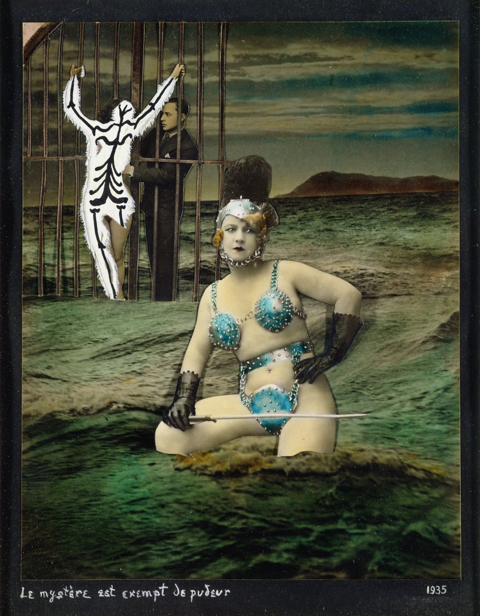 Le mystere est exempt de pudeur (Mysteriet er fritaget for anstændighed), 1935 (collage og gouache på papir) af Georges Hugnet
