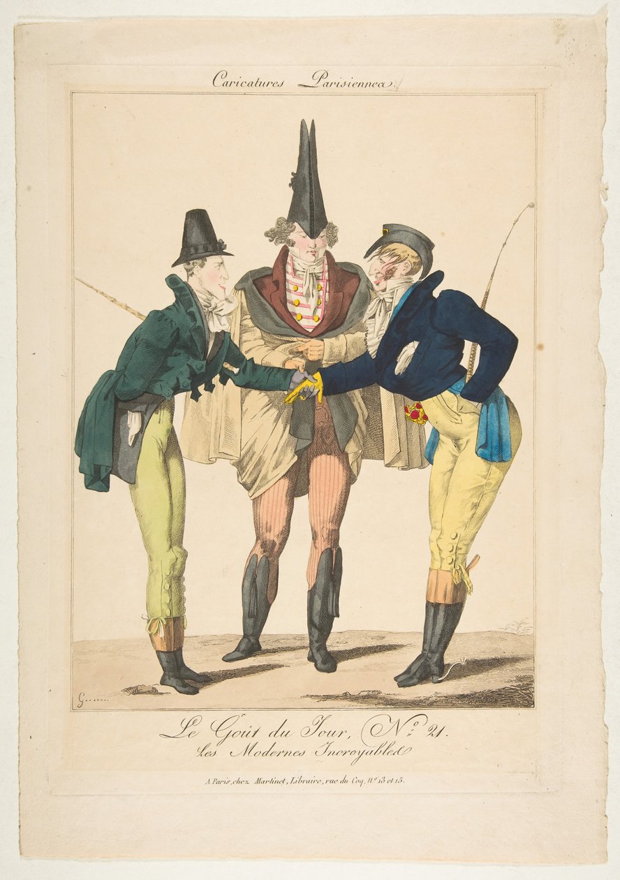 Le Goût du Jour, nr. 21: The Incredible Moderns, fra Caricatures Parisiennes, ca. 1815. af Georges Jacques Gatine