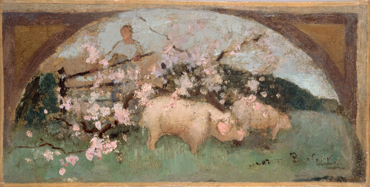 Skitse til spisesalen på Hôtel de Ville i Paris: La viande de porc af Georges Jules Bertrand