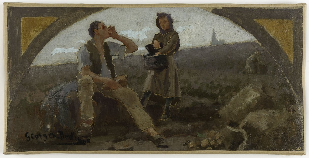 Skitse til spisesalen på Hôtel de Ville de Paris: La pomme de terre, ca. 1893 (olie på lærred) af Georges Jules Bertrand
