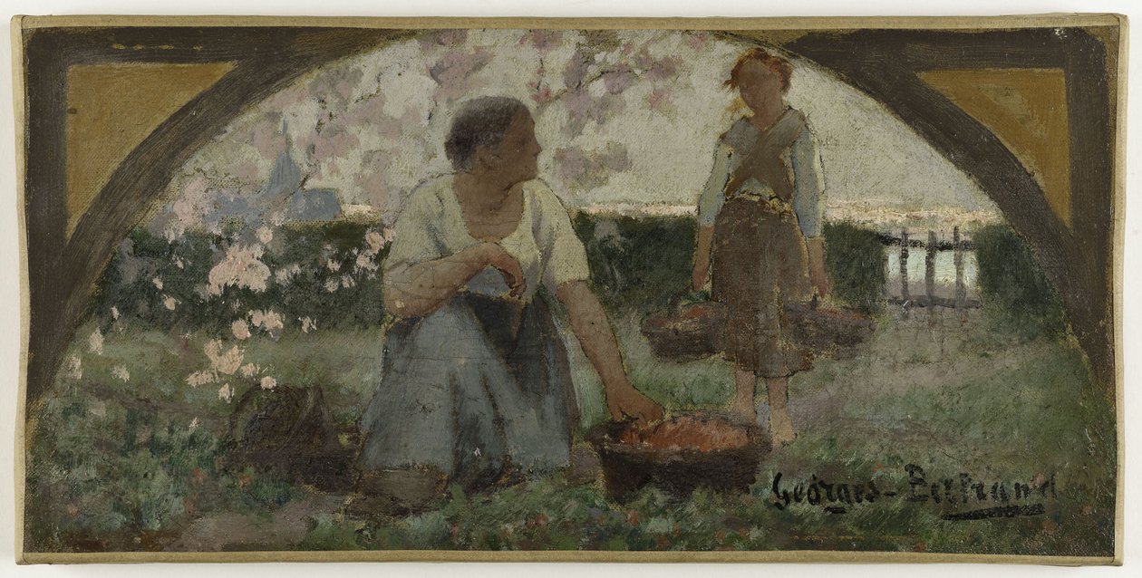 Skitse til spisesalen på Hôtel de Ville de Paris: Les fraises, ca. 1893 (olie på lærred) af Georges Jules Bertrand