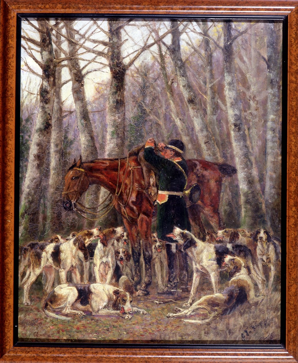 Lastning på hesten af en hjort dræbt under en hestejagt - tegning af Georges La Roque, omkring 1900 af Georges La Roque