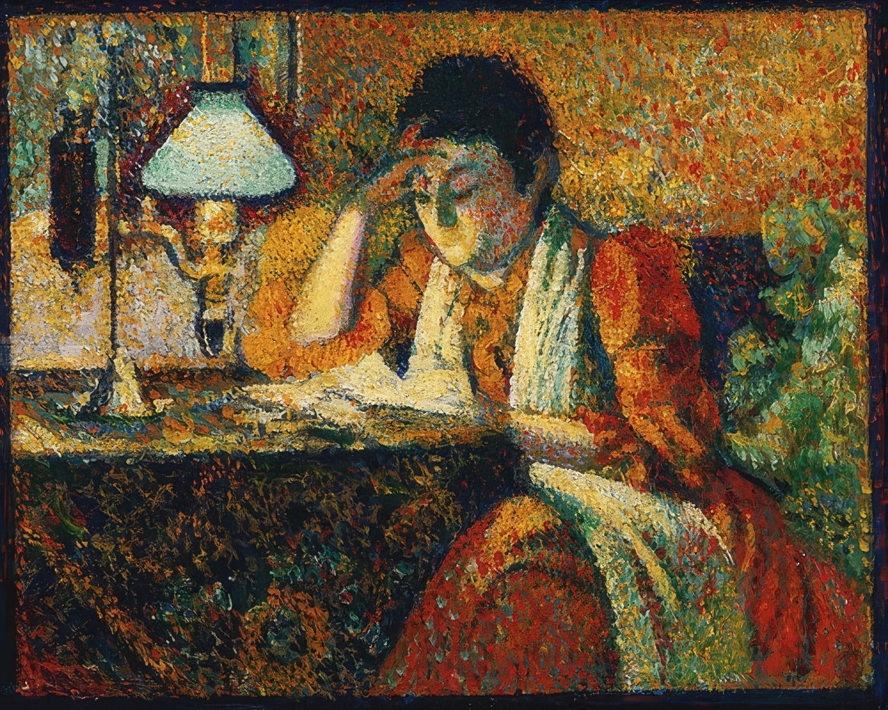 Die Lesende (Læseren). Um 1888 af Georges Lemmen