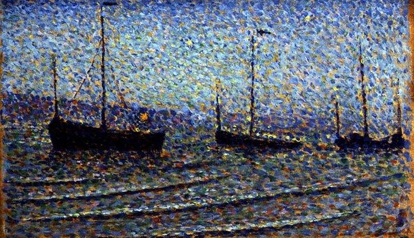 Fiskerbåde, ca. 1891 (olie om bord) af Georges Lemmen