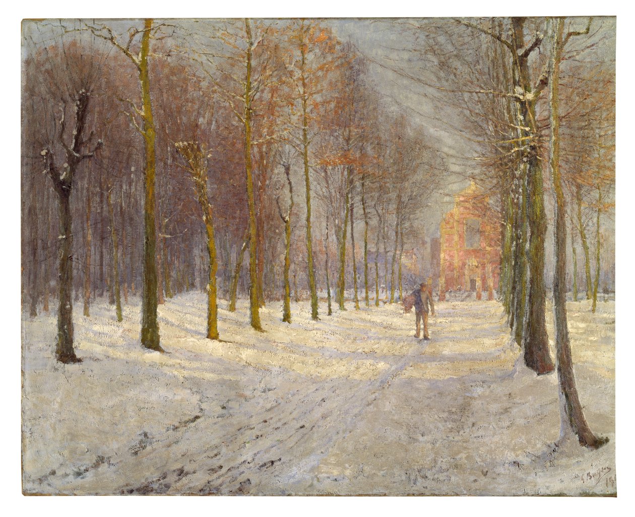 Kirke i Wondelgem (olie på lærred) af Georges Leon Ernest Buysse