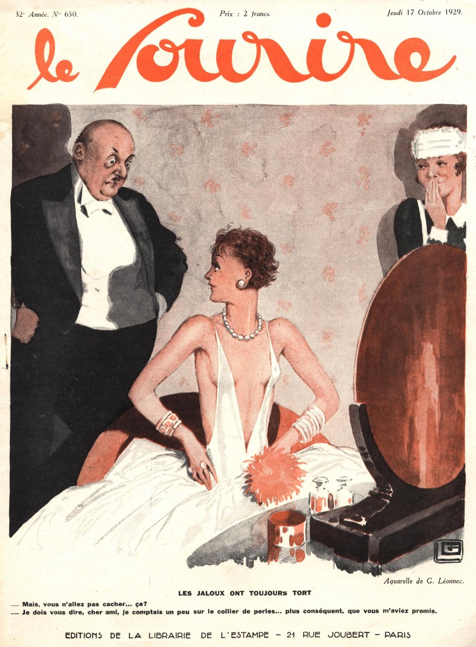 Le Souriren etukansi, lokakuu 1929 (väri litho) af Georges Leonnec