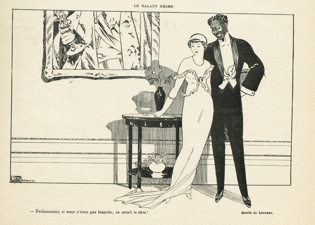 Illustration af Georges Leonnec (1881-1940) i Le Lire, 20/07/12 - Le galant negro - Amour, Xenophobia - Black af Georges Leonnec