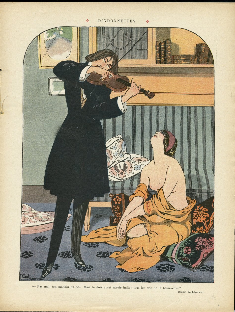Illustration af Georges Leonnec (1881-1940) i Le Rire, 21/09/12 - Tyrkiet - Musik, Violin af Georges Leonnec