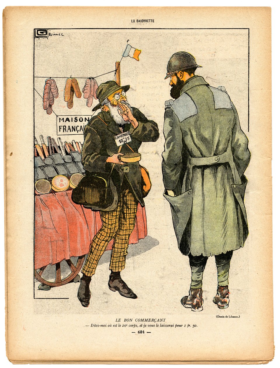 La Baionnette, satirisk i farver af Georges Leonnec
