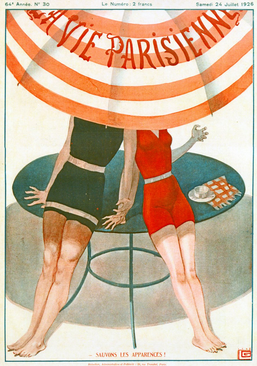 Elskende holder hinanden i hånden, Illustration fra "La Vie Parisienne" af Georges Leonnec