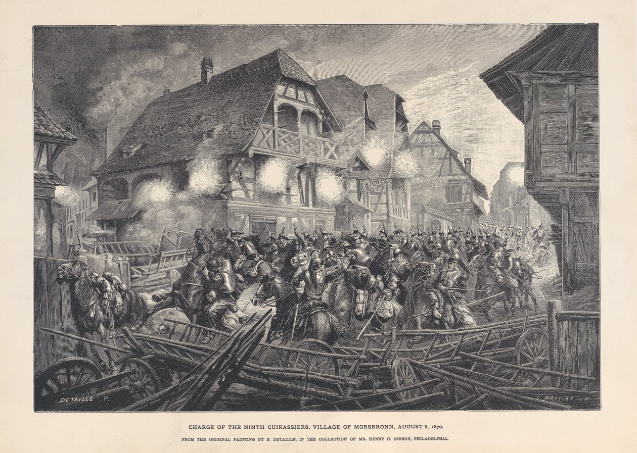 Anklagen for den niende kuirassier, landsbyen Morsbronn, 6. august 1870, 1874-1900. af Georges Léon Alfred Perrichon
