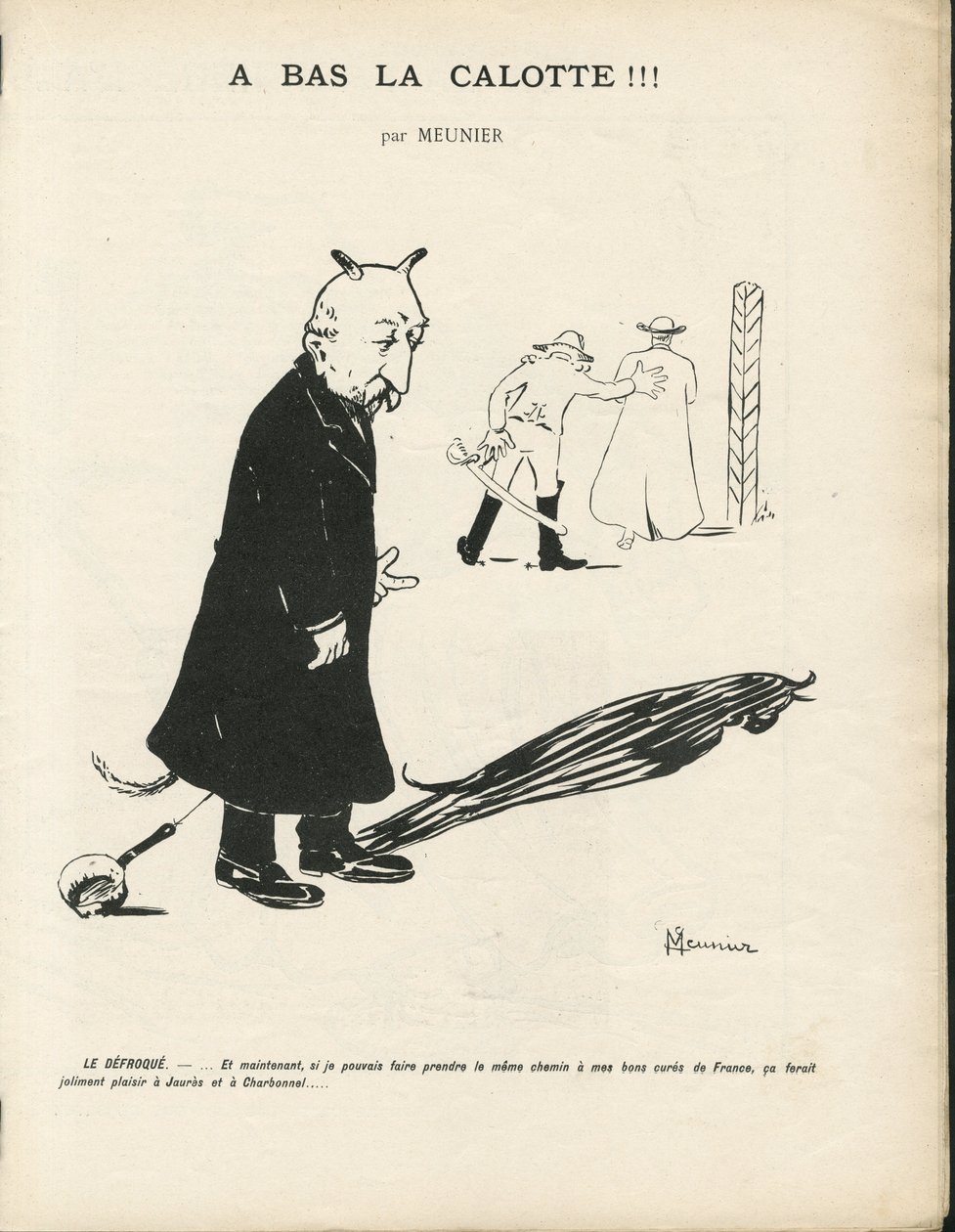 Illustration af Georges Meunier (1869-1934) i Le Panache, royalistisk magasin illustree, 20/01/04 - Royalisme, Religion Tro - Combes Emile, Djævel - Animalisering af Georges Meunier