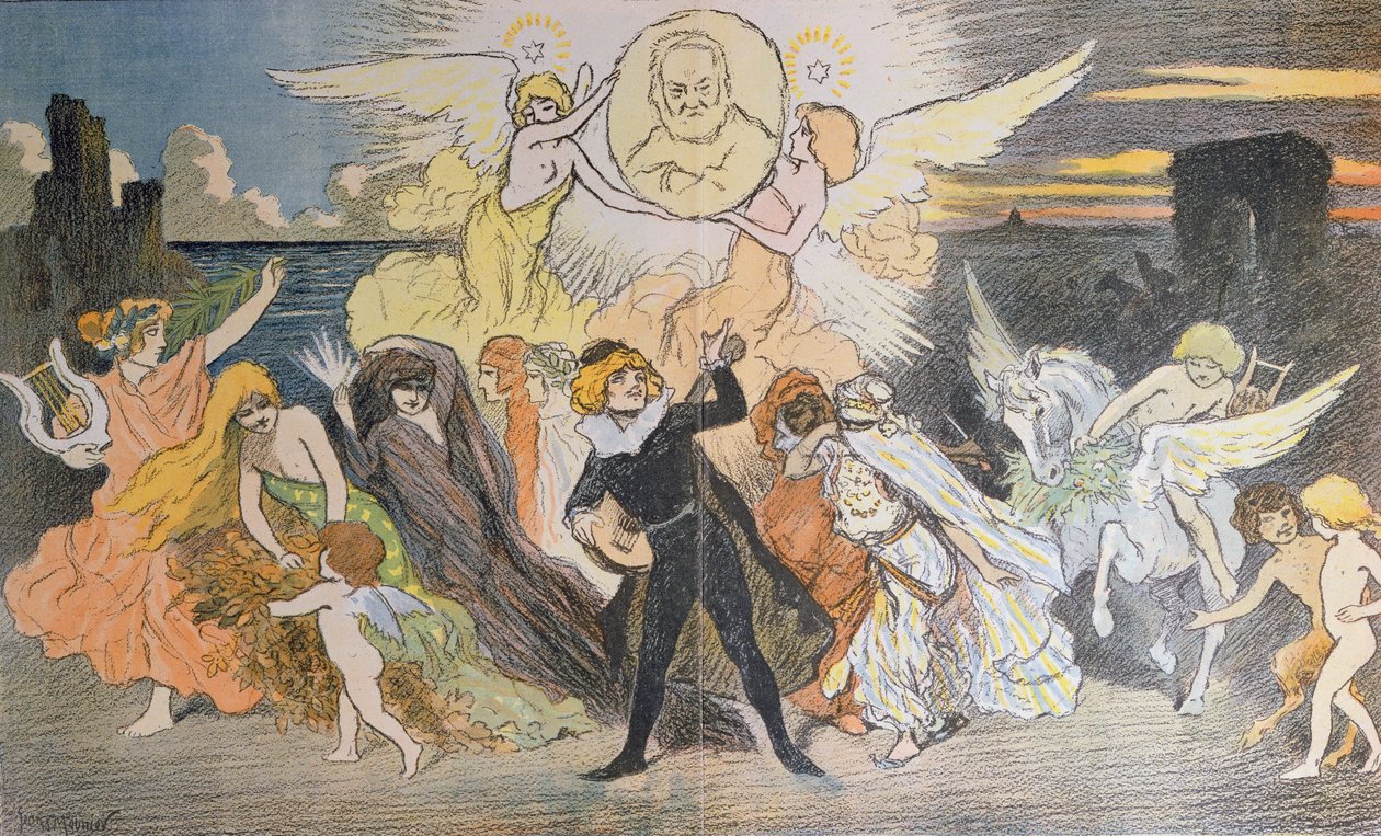 Digterens apoteose, en hyldest til Victor Hugo (1802-85) til fejringen af 100-året for hans fødsel, 1902 af Georges Meunier