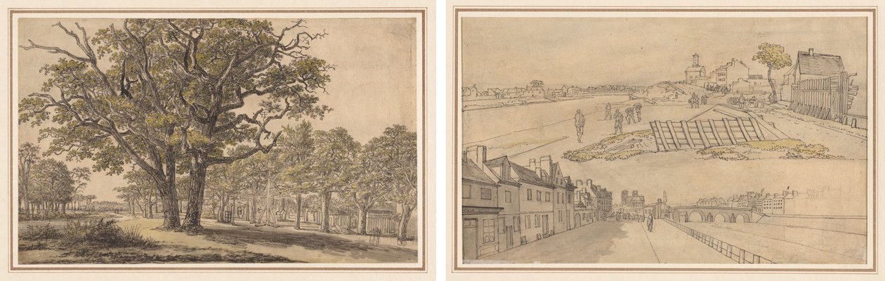 Landskab (recto) To udsigter over Paris (verso) af Georges Michel