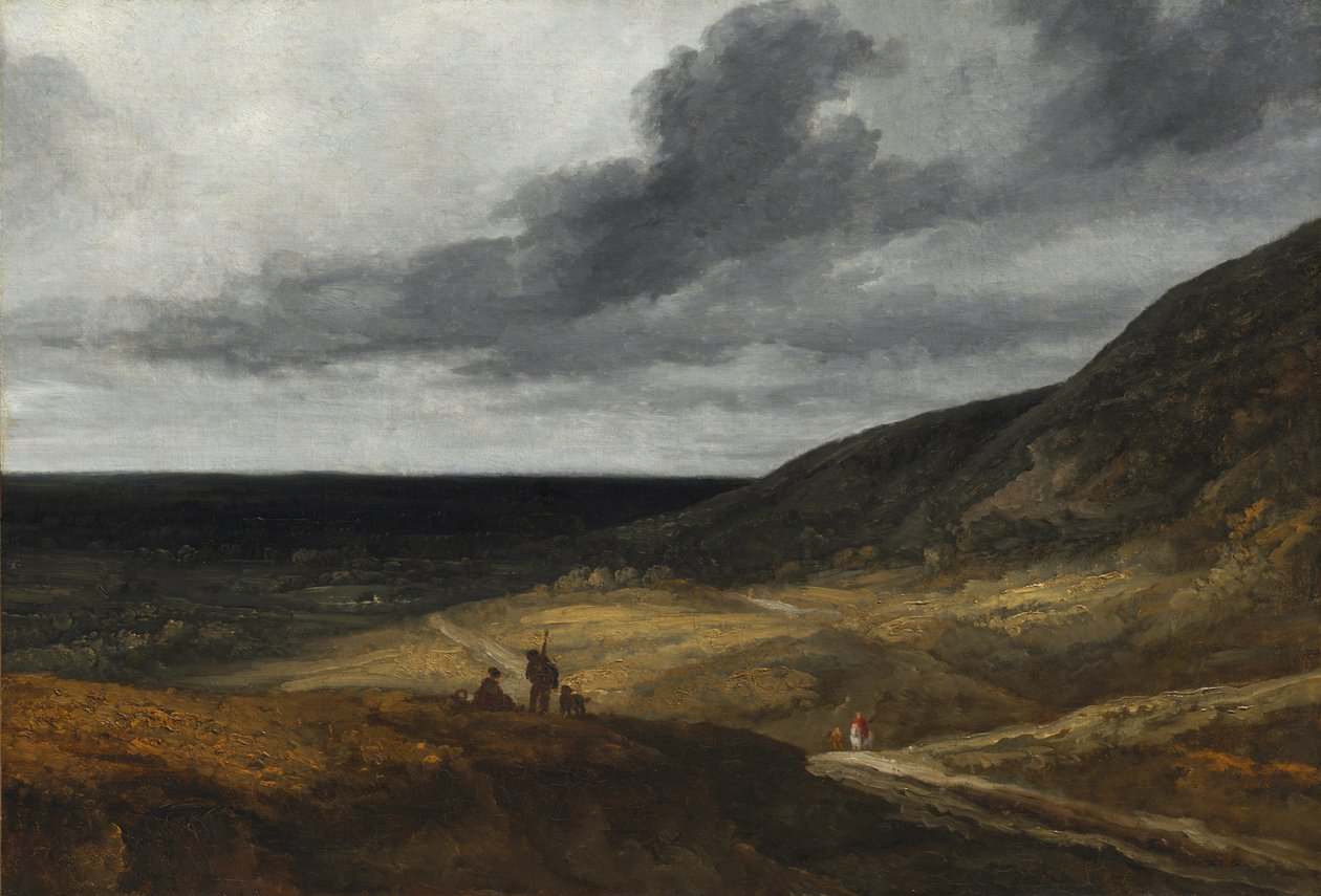 Landskab nær Paris, ca. 1840 (olie på stof) af Georges Michel