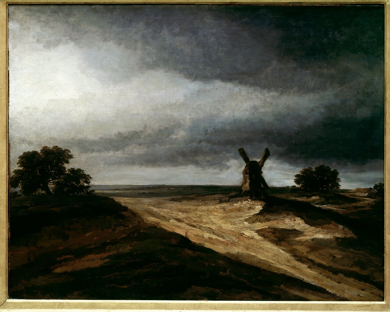 Omgivelserne i Montmartre parisisk landskab med mølle. maleri af Georges Michel (1763-1843) 1700-tallet søn. 0,64 X 0,80 m Paris, Musée du Louvre af Georges Michel