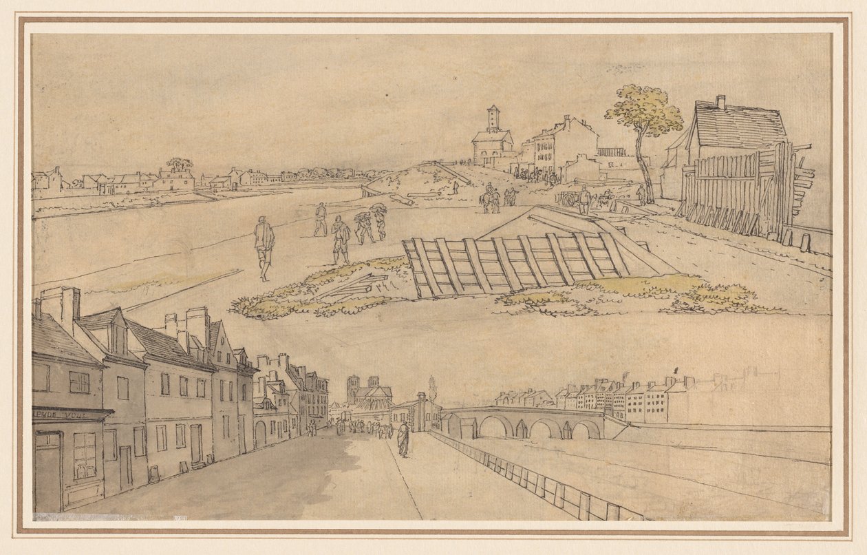 To udsigter over Paris (verso) af Georges Michel