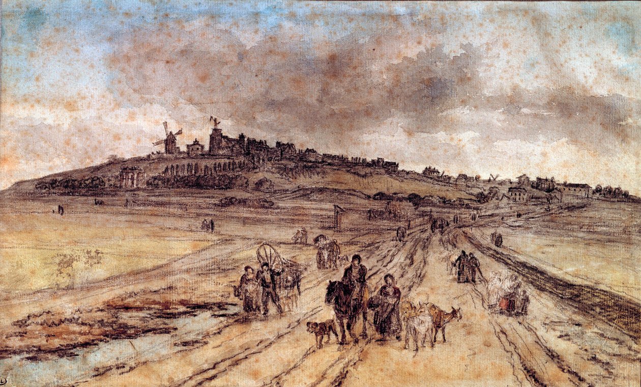 Udsigt fra Montmartre til Paris Akvarel af Georges Michel (1763-1843) Paris fra det 19. århundrede, Louvre-museet af Georges Michel
