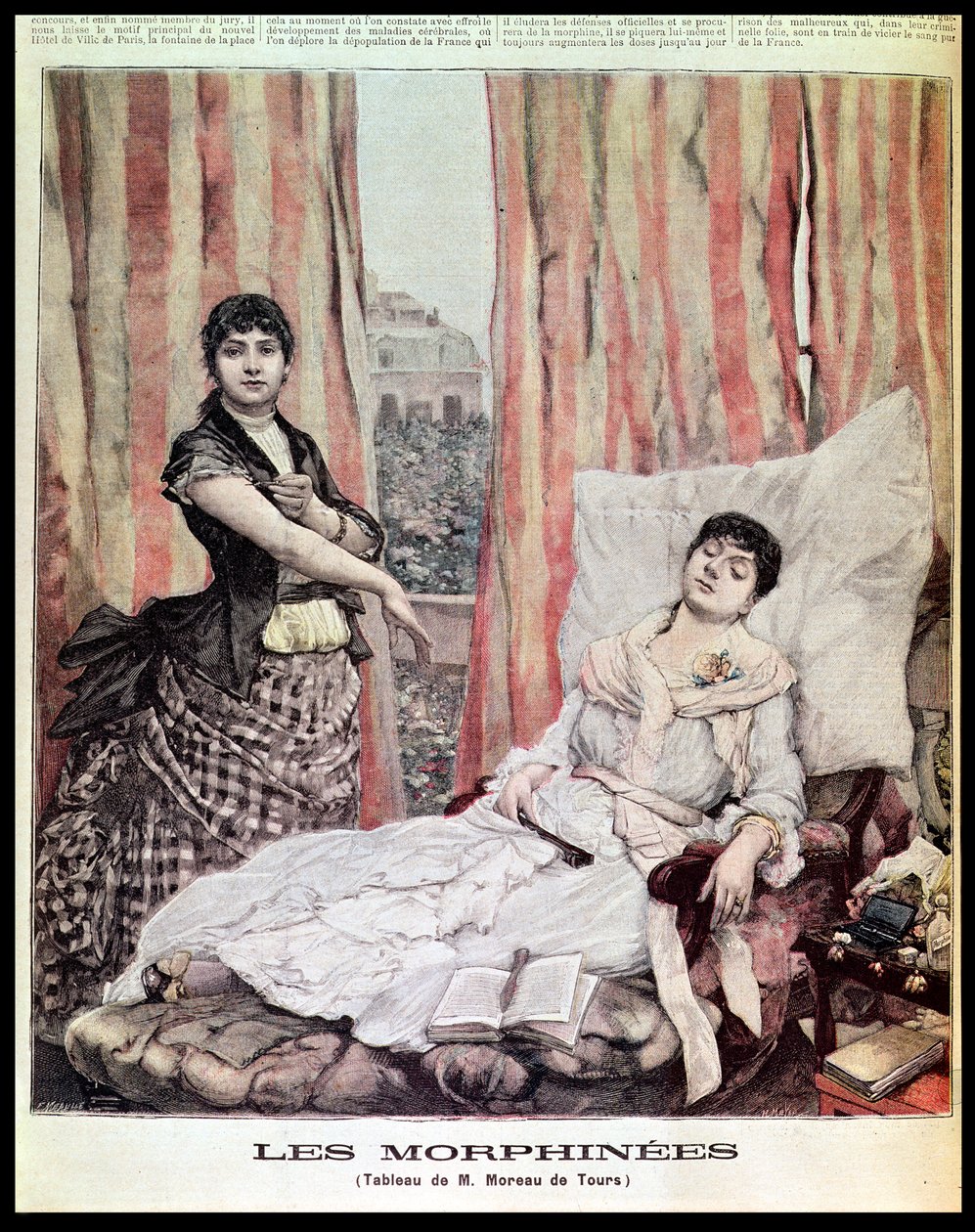 Morphiamania, illustration fra "Le Petit Journal", graveret af H. Meyer og F. Melville, 1891 af Georges Moreau de Tours