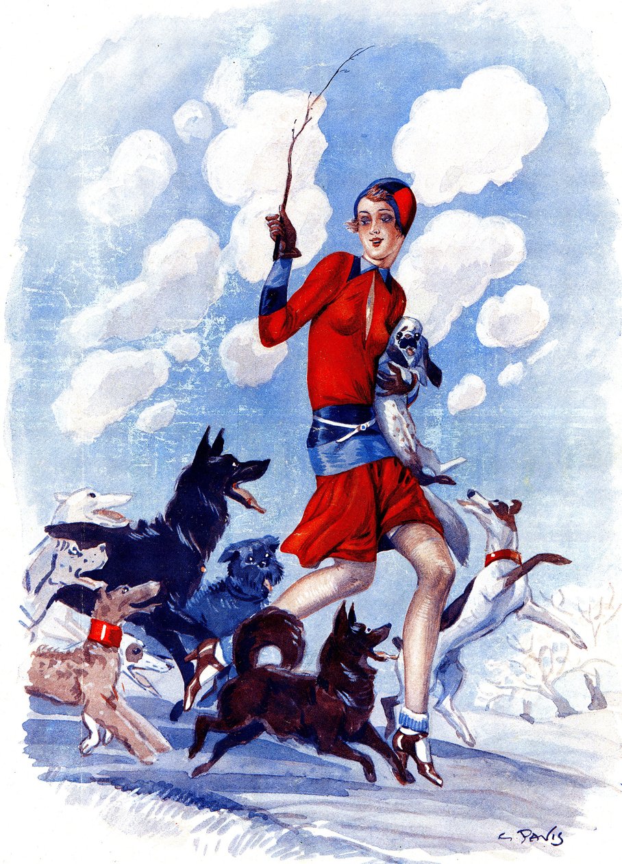 Forårsslyngel, mors pige i fare - illustration fra la Vie Parisienne af Georges Pavis