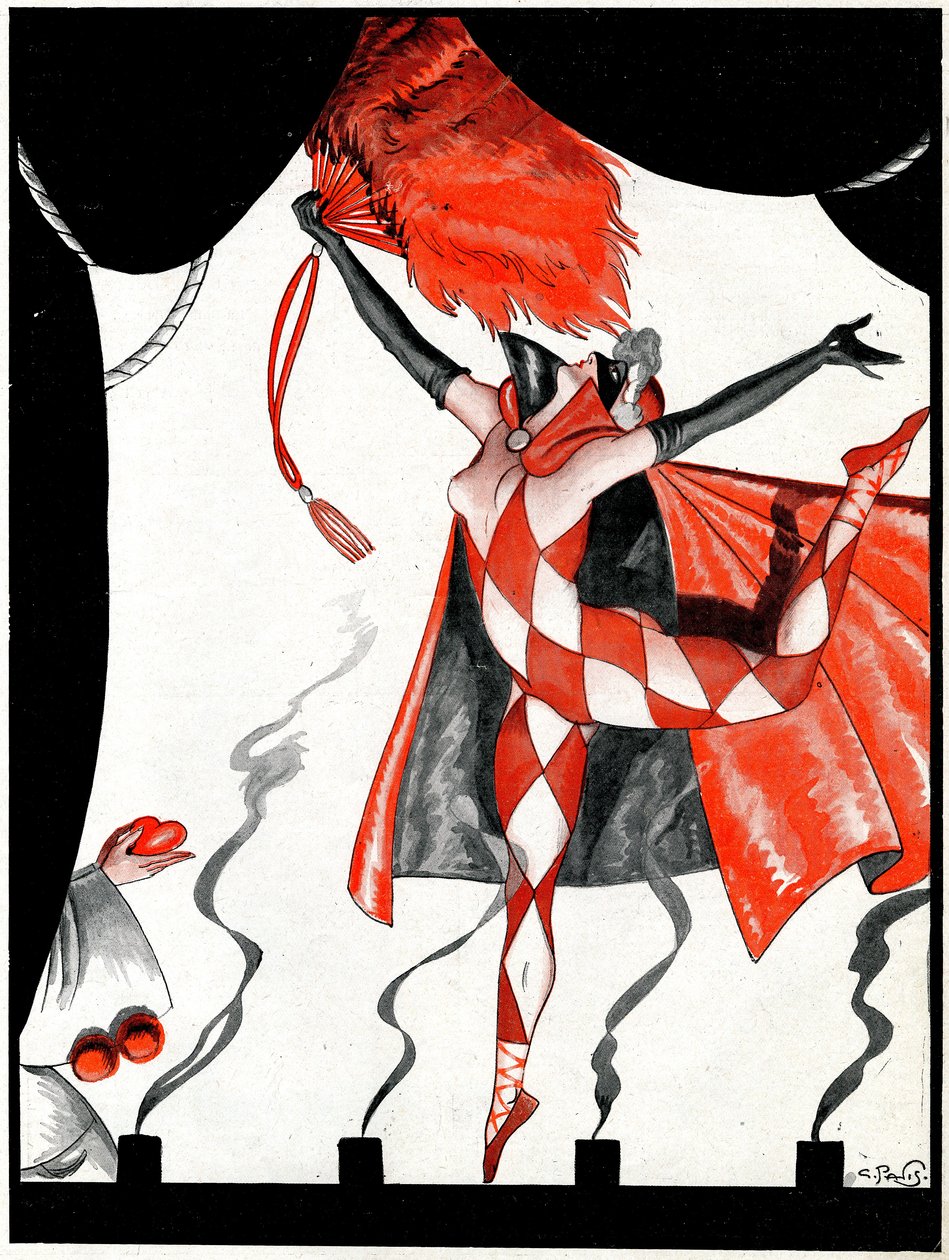 Den evige pantomime, Hjertestikket og Diamanternes Dronning - illustration fra la Vie Parisienne af Georges Pavis