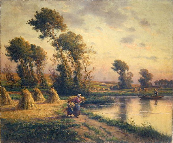 Landskab (olie på lærred) af Georges Philibert Charles Maroniez