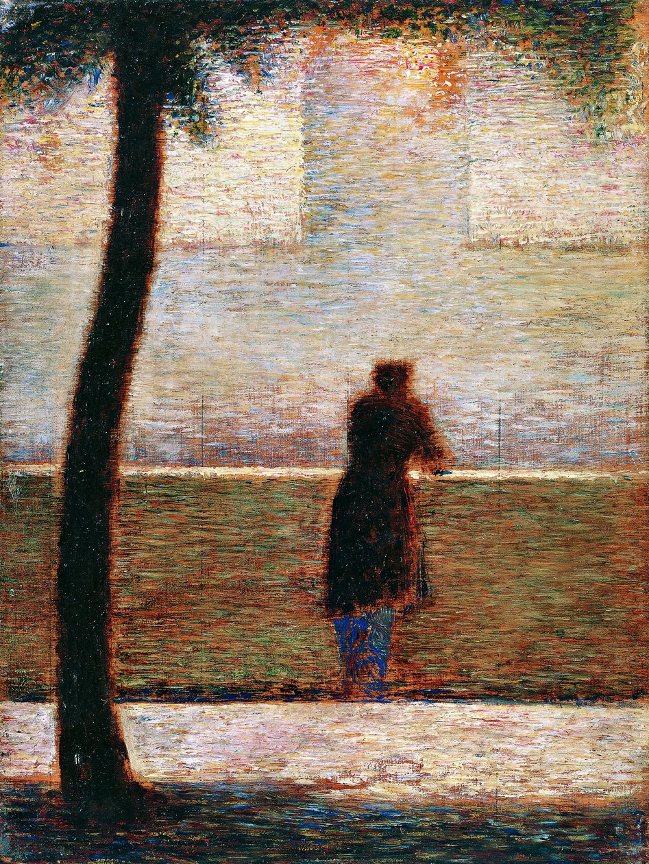 En mand, der læner sig op ad en brystning, ca. 1881. af Georges Pierre Seurat