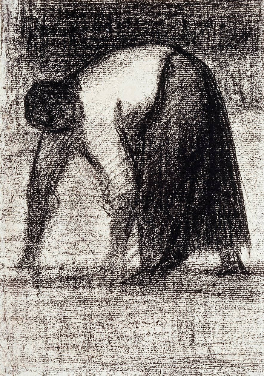 En Bondekone med Hænderne i Jorden; Paysanne les Mains au Sol, ca. 1882 af Georges Pierre Seurat