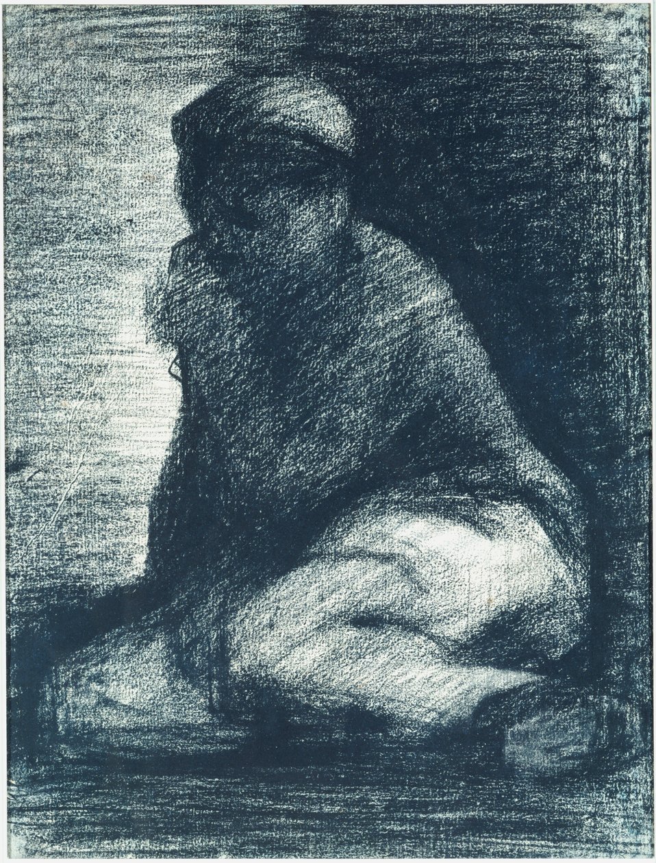 En ung mand, der sidder på huk, ca. 1882 af Georges Pierre Seurat