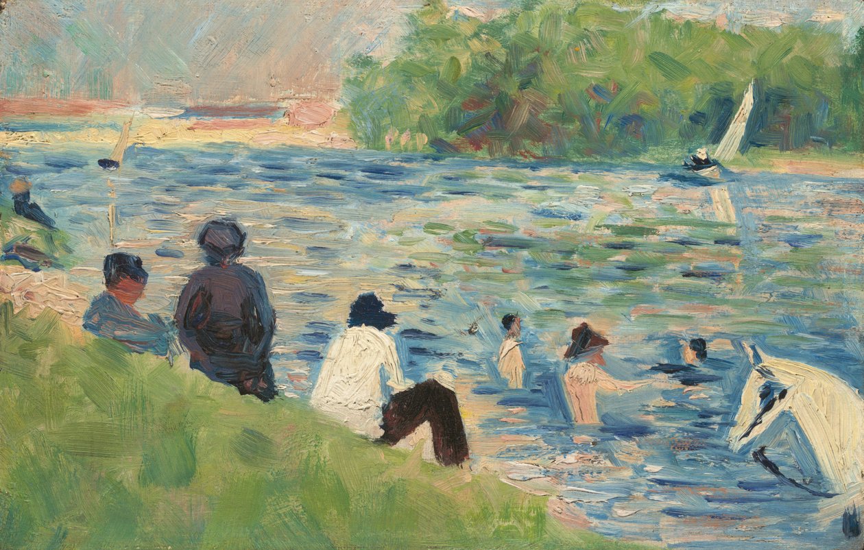 Badegæsterstudie for badende i Asnières, 18831884. af Georges Pierre Seurat