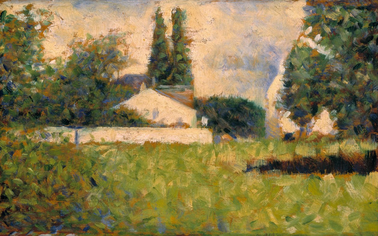 Hus blandt træer / Maison dans les Arbres, ca. 1883 (olie på panel) af Georges Pierre Seurat